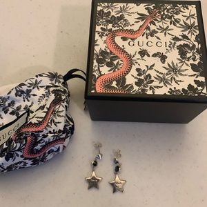 Gucci Blind for Love Feline Silver Drop Earrings